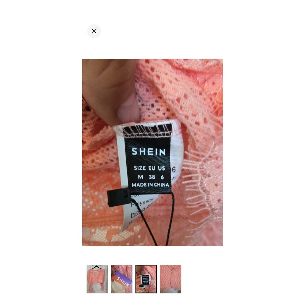 SHEIN Pink Knit Lace Button Front V-Neck Long Sleeve Cardigan Sweater M - Picture 3 of 4